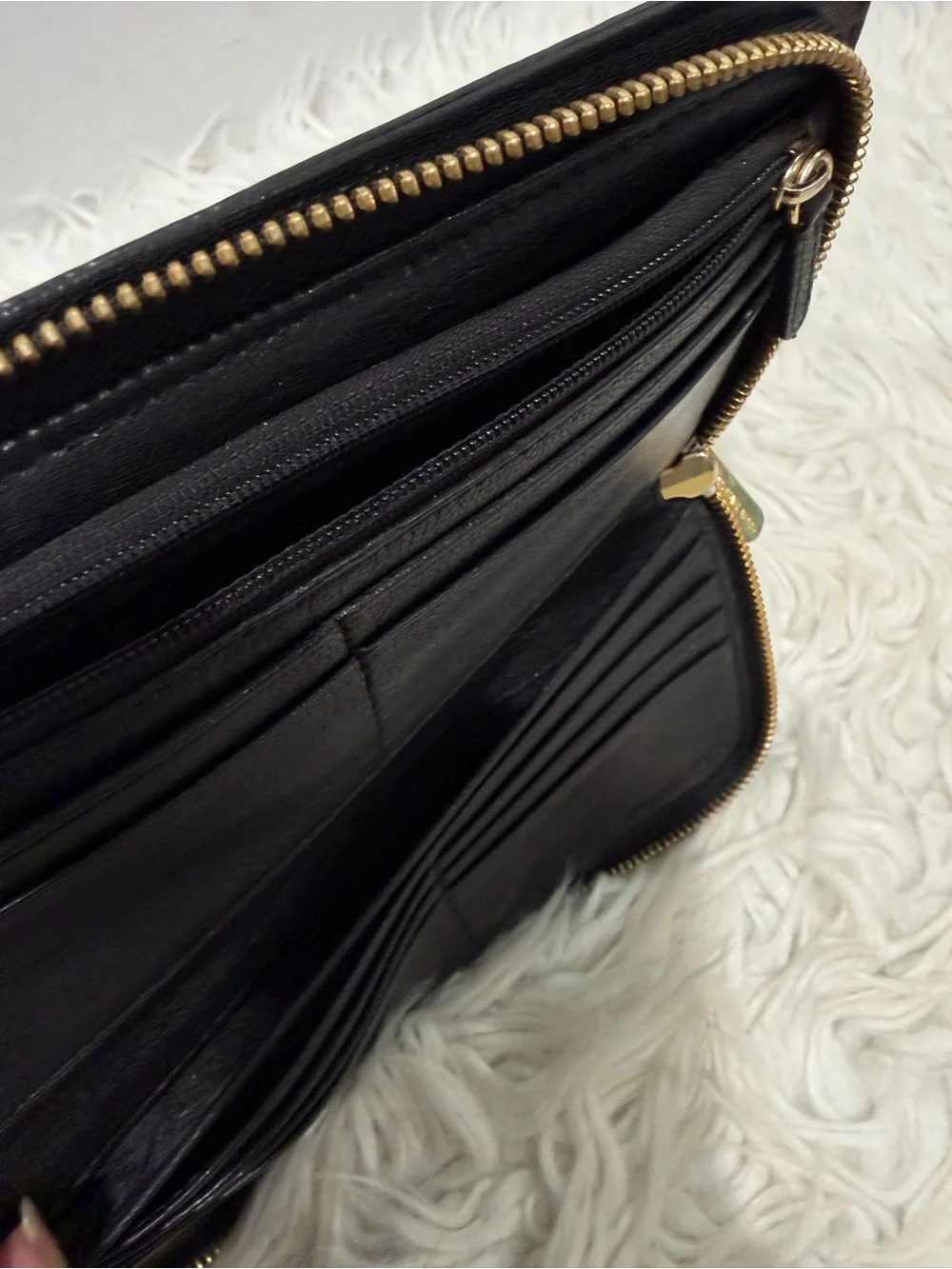 Michael Kors Black Leather Continental Wallet with Gold MK Lock